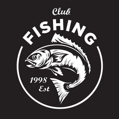 Vintage fishing fish logo illustration