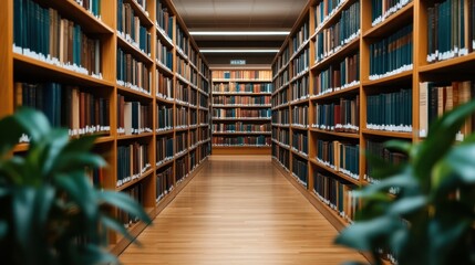 Obraz premium Historic Library with Classic Architecture and Tall Shelves
