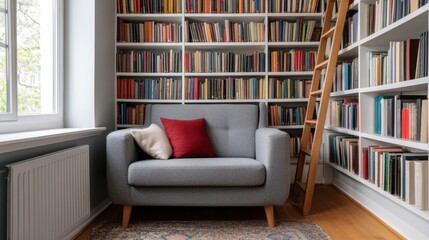 Cozy Reading Nook with Bookshelves