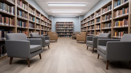 Spacious Library with Bookshelves and Seating Area