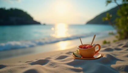  Relaxing beachside breakfast at sunset