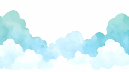 A cool, soothing background with negative space and floating, soft blue clouds against a white canvas, creating a calming effect