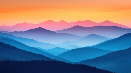 Obraz premium Majestic Mountain Range at Sunset with Glowing Colors