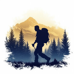 silhouette of a person in the mountains