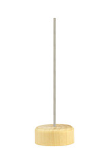 Wooden podium or pedestal concept. A place for the presentation of goods and cosmetic products. Advertising poster or banner for website, marketing. Isolated from background