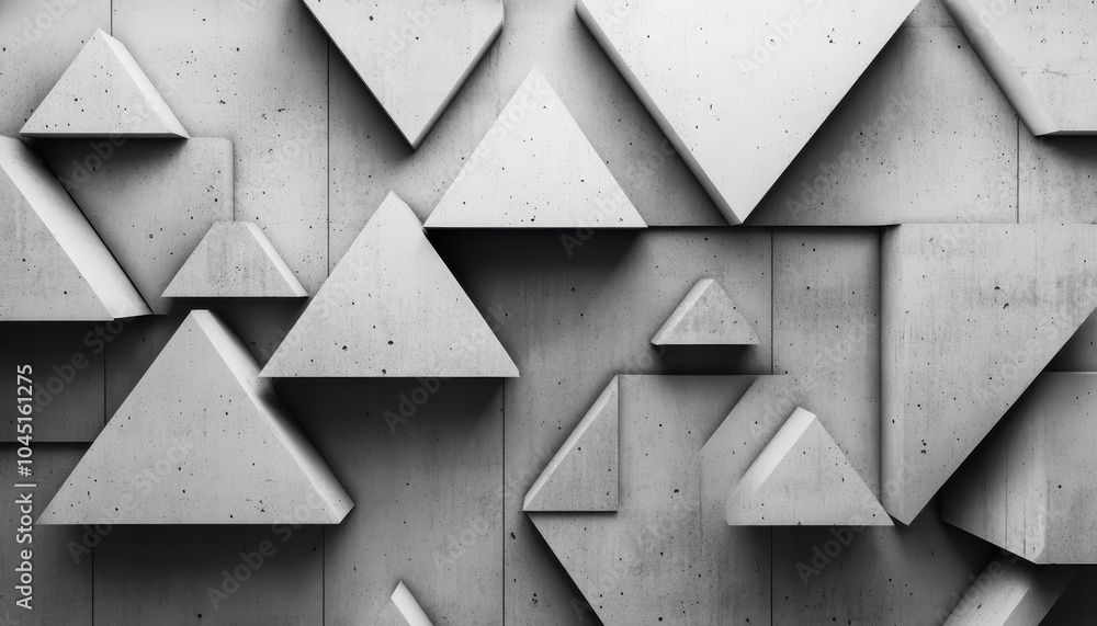 Poster textured concrete wall with geometric triangular patterns in a modern design