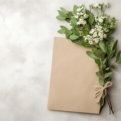 bouquet of white flowers and paper