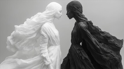 A couple of mannequins that are standing next to each other