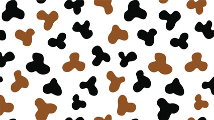 Abstract black and brown cow skin texture or cow print pattern vector. Animal print, repeat pattern design.
