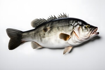 Black bass on white background, Ai Generated