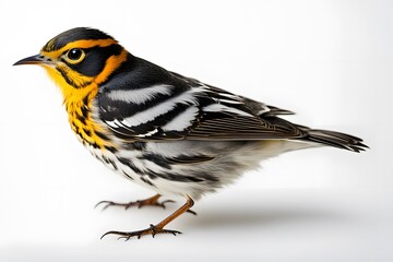 Blackburnian warbler bird on white background, Ai Generated