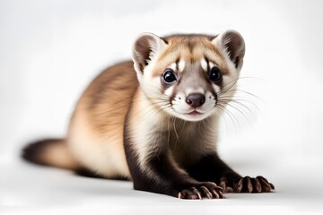 Black footed ferret on white background, Ai Generated