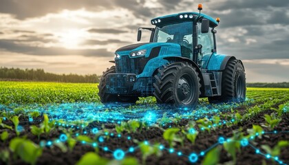 Fototapeta premium Modern technology in a corn field enhances farming efficiency and productivity