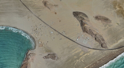 The sandy coast of Qatar in the Persian Gulf