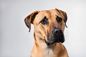 Obraz premium Black mouth cur dog on white background, Ai Generated