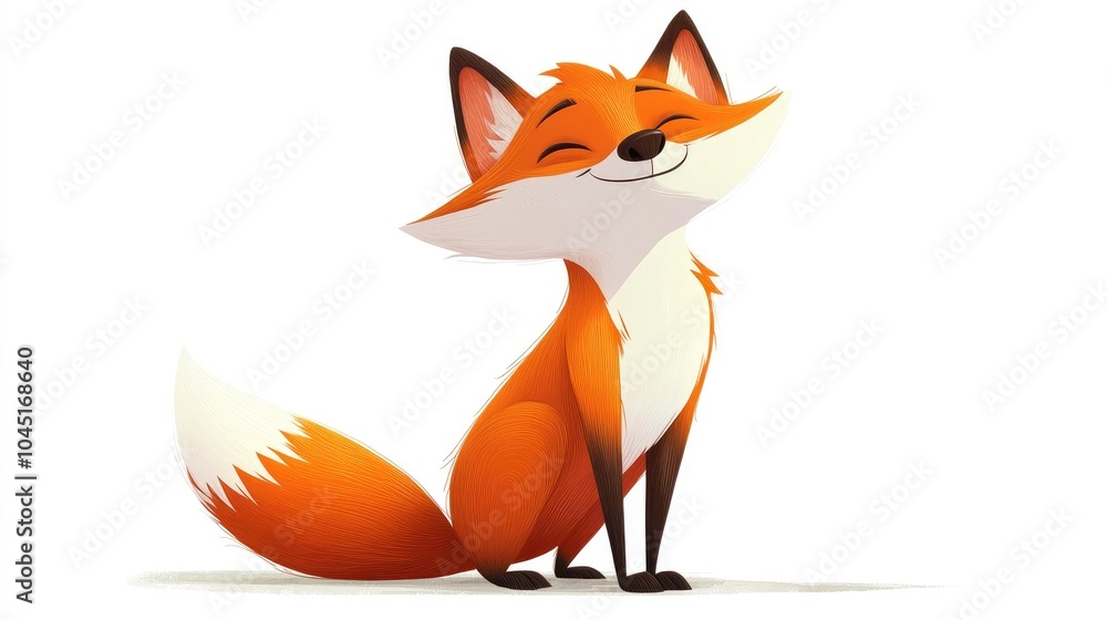 Poster cartoon character of a fox depicting playful and mischievous behavior in a colorful animated style