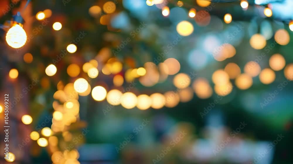 Poster tree with lights hanging from it, creating a warm and inviting atmosphere. the lights are scattered 