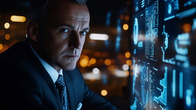 先進的なソフトで企業貯蓄を最適化するビジネスマン