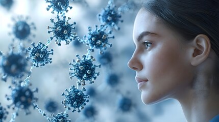 Fototapeta premium Woman and Virus Conceptual Visualization