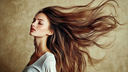 Obraz premium Stunning Woman with Luscious Voluminous Hair