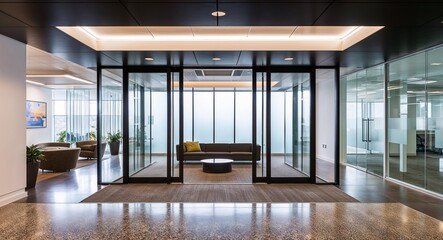 Office lobby with glass doors background modern office lobby with glass doors and natural light