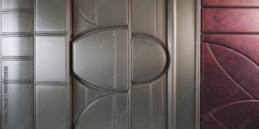 Poster Elegant Metallic and Wood Wall Panels