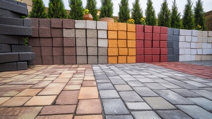 Fototapeta premium Vibrant Display of Various Paving Stones