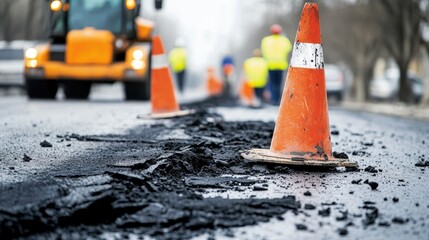 Vibrant Road Repair Work in Progress