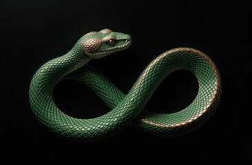 Fototapeta premium striking close-up of green snake with bronze stripe