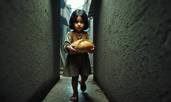 Children holding a bread