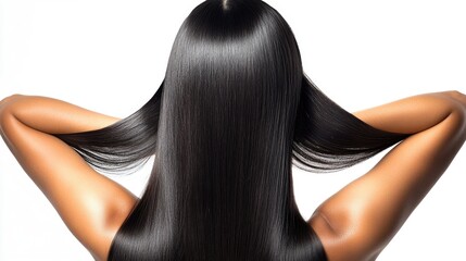 Woman with Straight Shiny Hair Facing Away