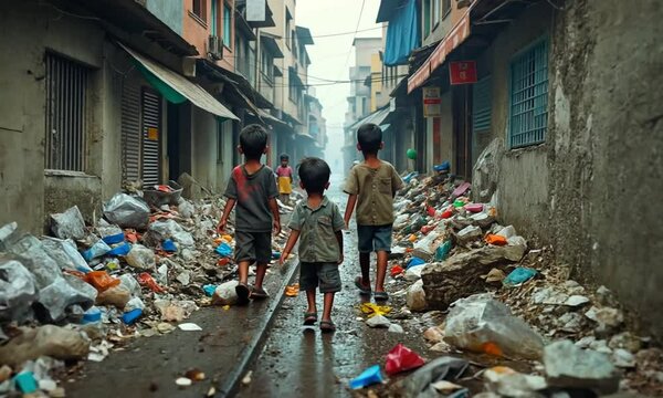 Homeless children in slums