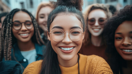 Fototapeta premium A large group of multiracial people stood together in a team