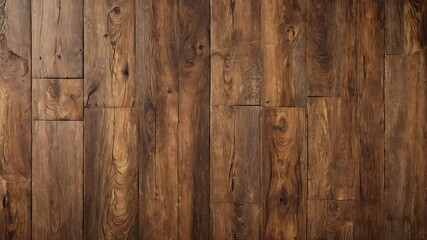 Obraz premium Richly textured wood paneling with a warm brown hue, showcasing intricate grain patterns and subtle variations in color.