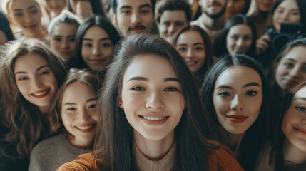 Fototapeta premium A large group of multiracial people stood together in a team