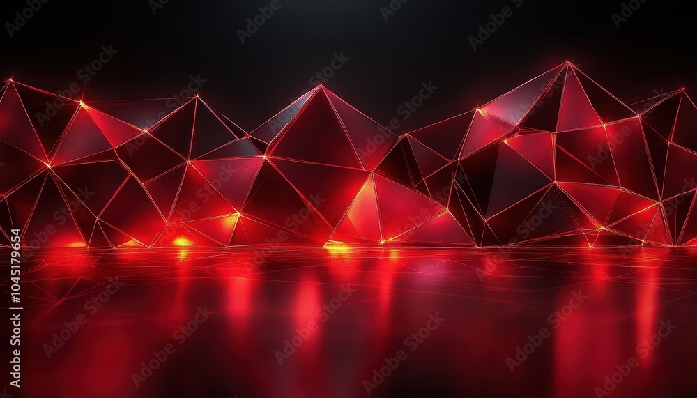 Poster geometric neon red backdrop representing chaos in a dynamic, futuristic setting