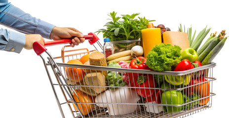 Shopping cart or Basket full of grocery food items Transparent PNG