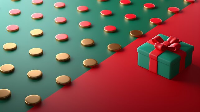 3D Colorful Gift Box on a Festive Background. Christmas Theme.