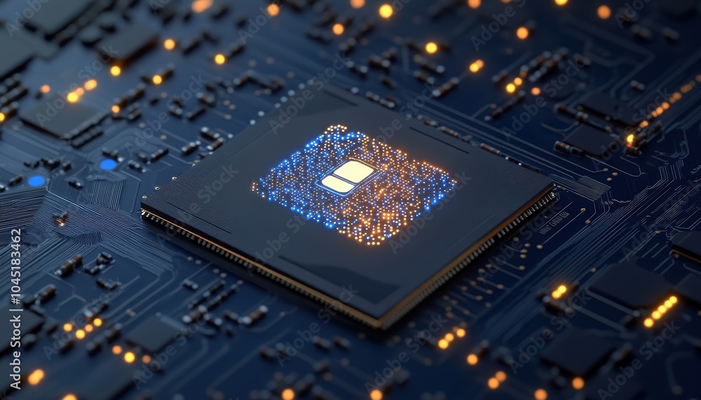 Aufkleber close-up view of a powerful ai chip on an advanced circuit board