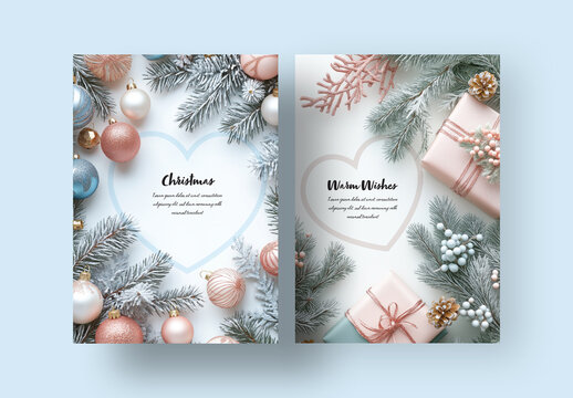 Holiday Card Layouts With Pastel Color and Generative ai