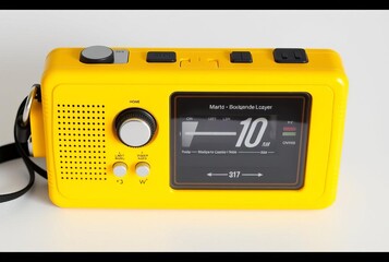 Fototapeta premium Retro portable cassette player A yellow portable cassette player