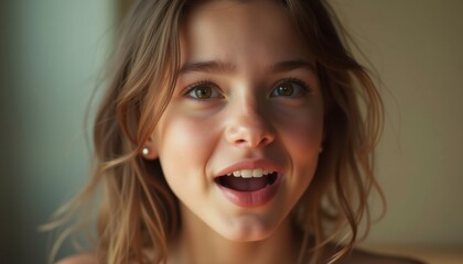 Pretty woman's expression on a color background. A spectacularly lifestyle wallpaper.