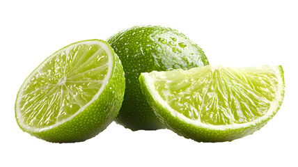 Fresh Lime Slices on a White Background