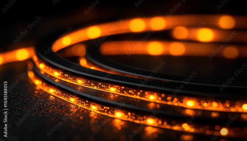 Aufkleber data cables illuminated with vibrant lights conveying information in a dark setting