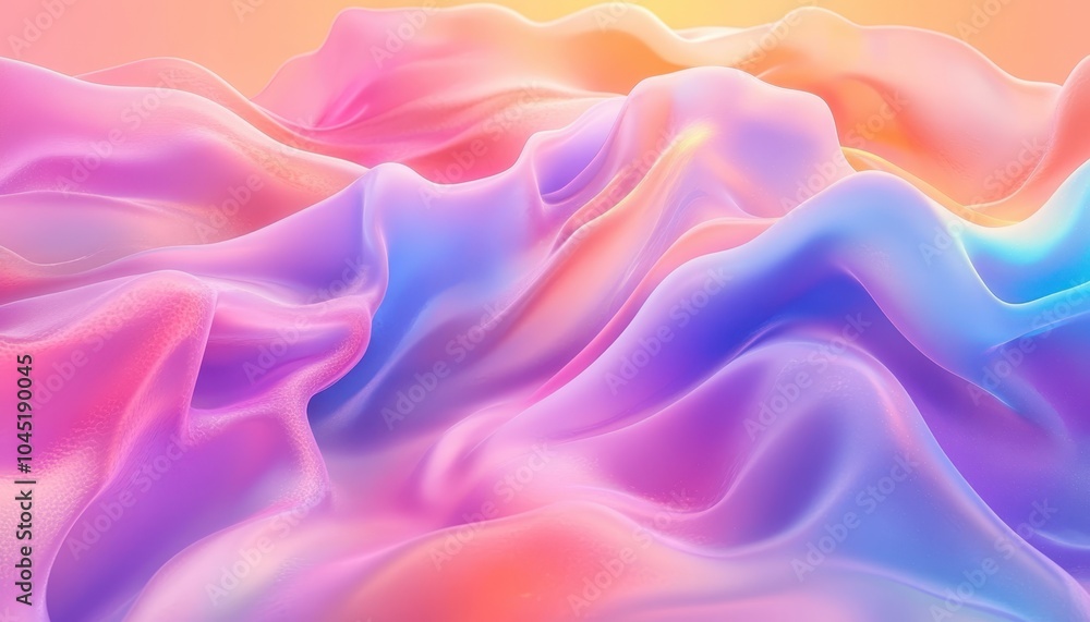 Poster abstract chaotic waves of soft colors creating a harmonious visual experience