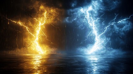 Dynamic Stormy City Skyline with Lightning Effects