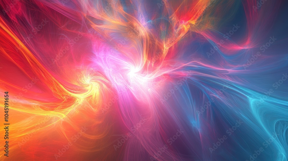 Poster abstract colorful fractal light background in 3d rendering