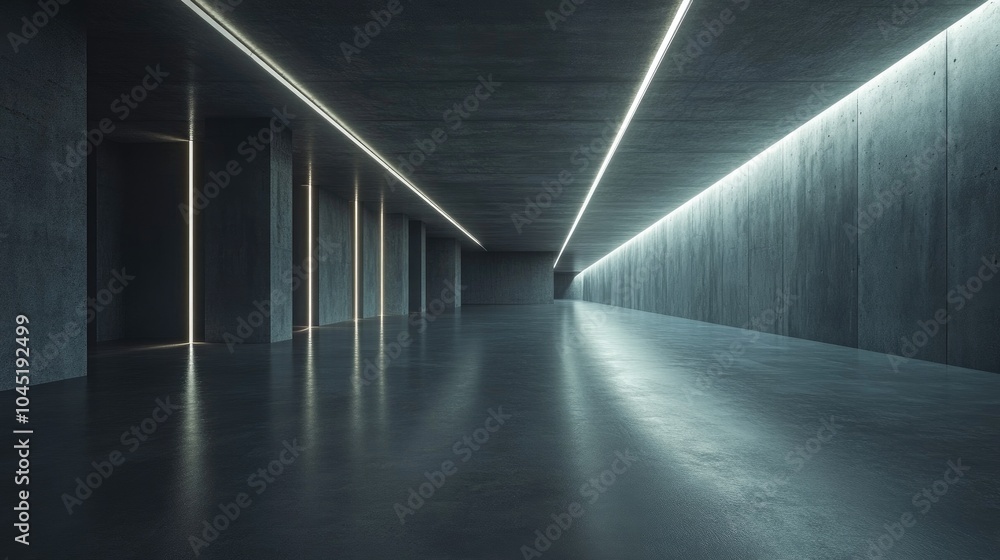 Poster empty dark abstract concrete room with a smooth interior an architectural background featuring illum