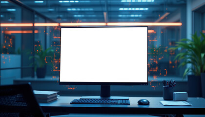 Closeup of Computer Screen in Futuristic Office
