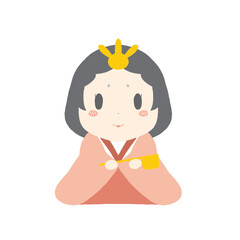 ひな祭り　三人官女　長柄銚子　女の子　イラスト　単独　背景　あり
